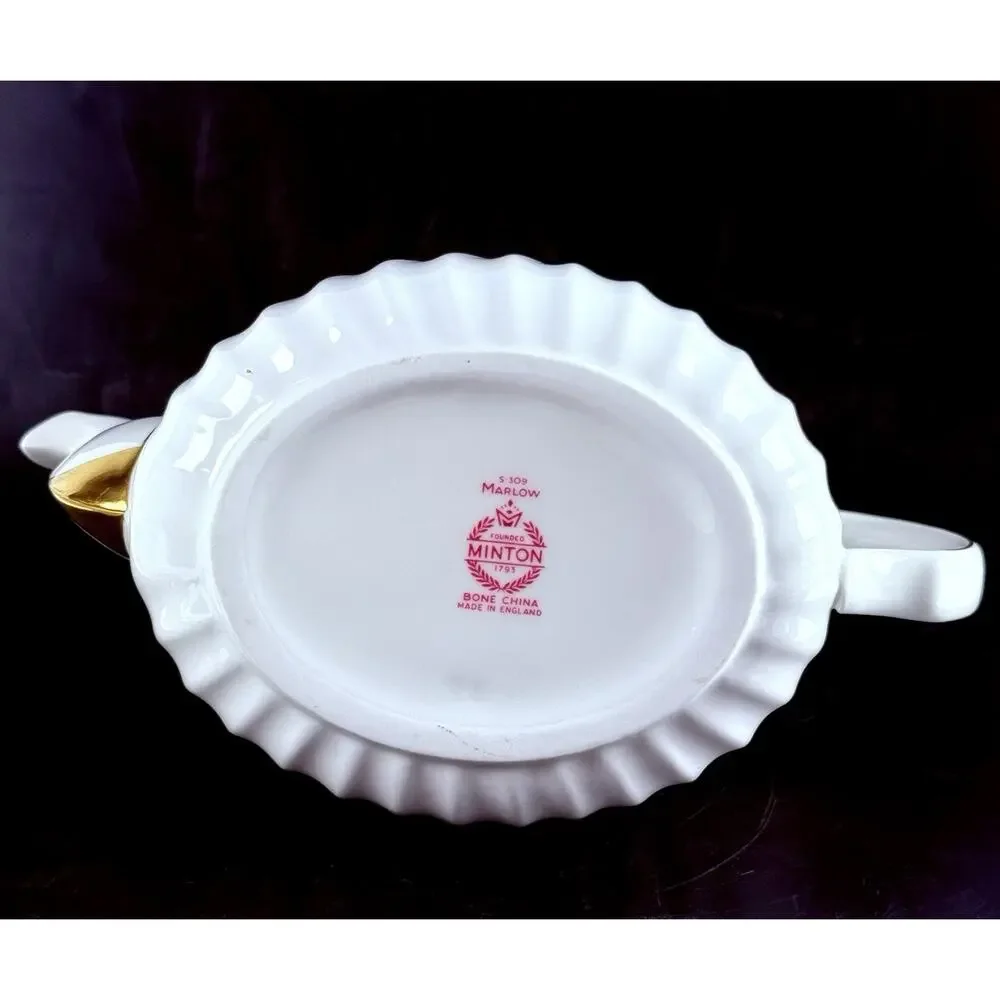 Vintage Minton Bone China Teapot Marlow S309 Floral Gold Trim England